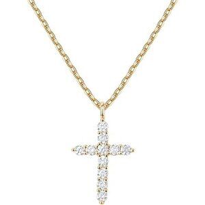 14K Yellow Gold Cross Necklace Pendant